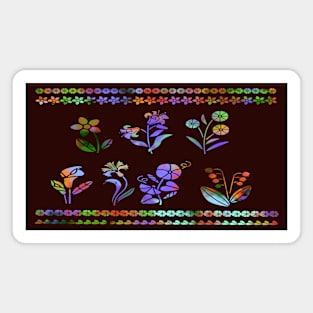 Flowers Silhouette Design Wild Flowers Magnet